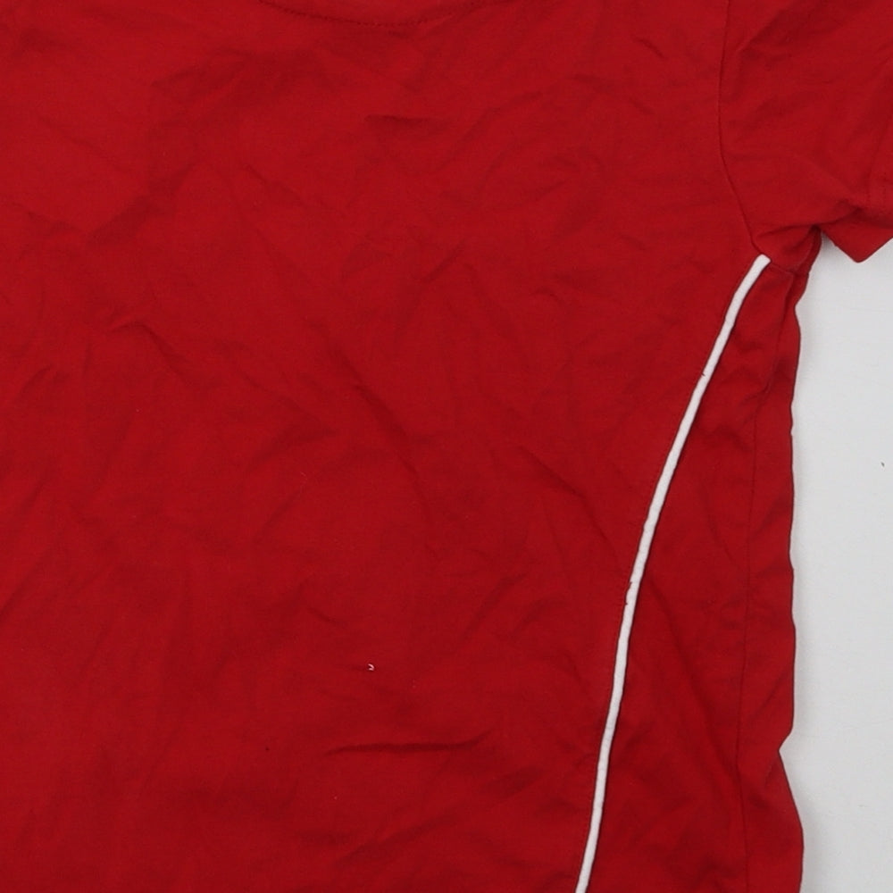 WRU Boys Red  Cotton Basic T-Shirt Size 8-9 Years Crew Neck Pullover - WRU