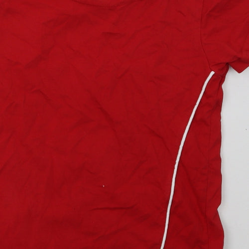 WRU Boys Red  Cotton Basic T-Shirt Size 8-9 Years Crew Neck Pullover - WRU