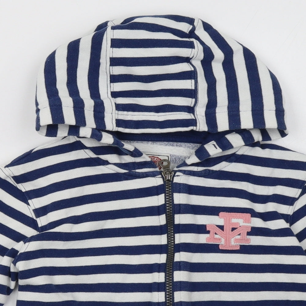 Franklin & Marshall Girls Blue Striped Cotton Full Zip Hoodie Size 8-9 Years  Zip