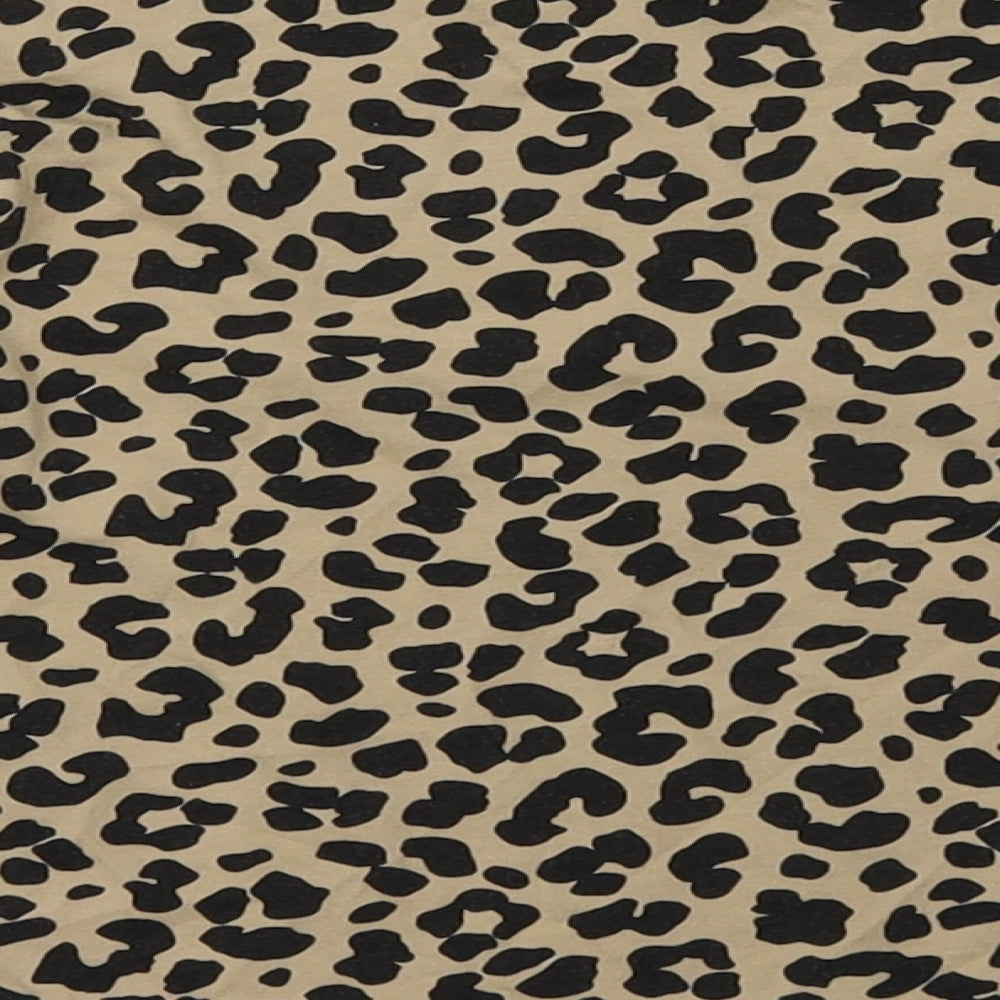 Zara Girls Brown Animal Print Cotton Basic Casual Size 7 Years Crew Neck Pullover