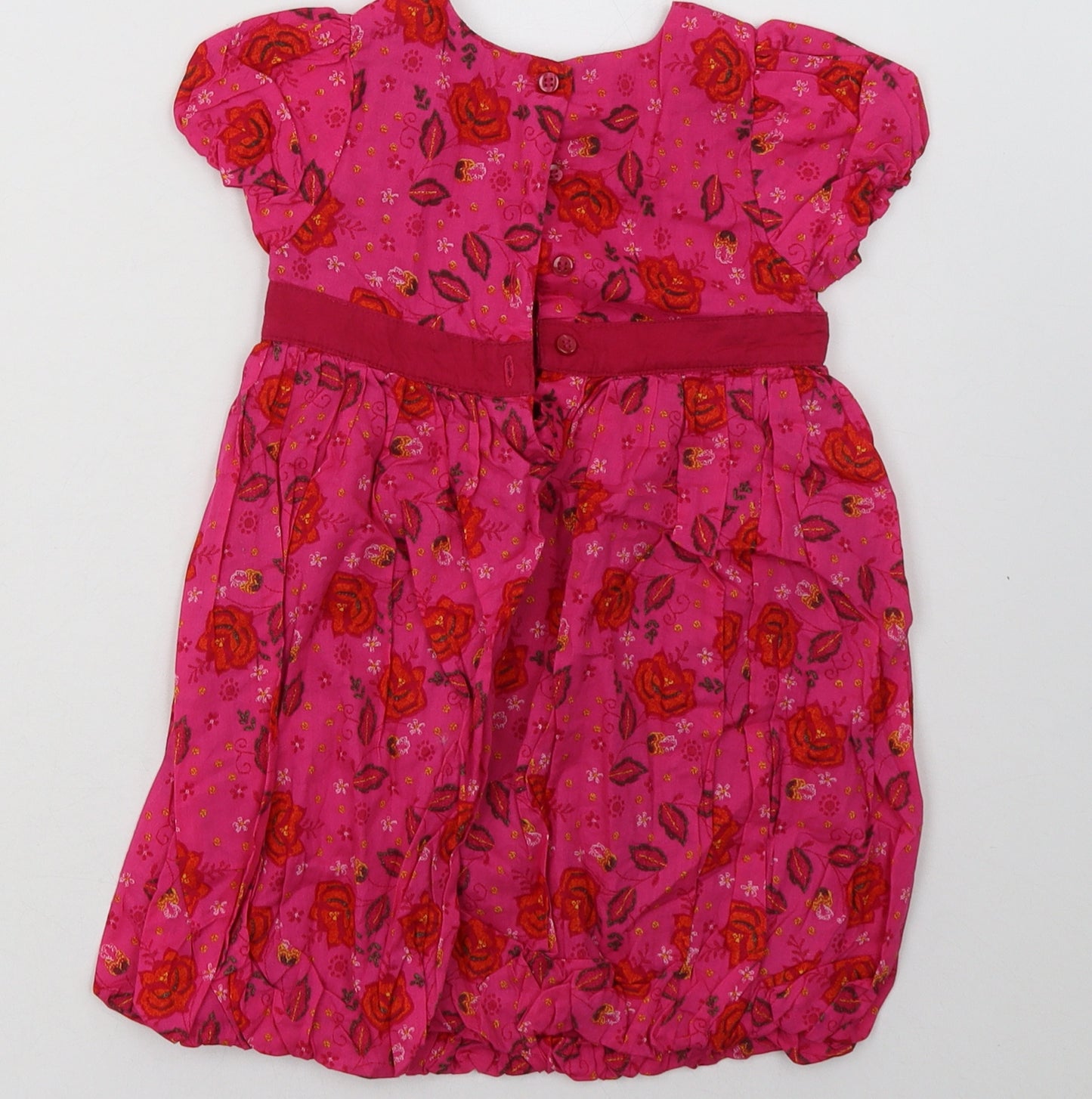 Mini Club Girls Pink Floral Cotton A-Line  Size 2 Years  Crew Neck Button