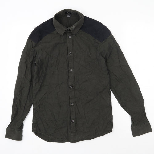 H&M Mens Green  Cotton  Button-Up Size XS Collared Button