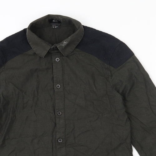 H&M Mens Green  Cotton  Button-Up Size XS Collared Button