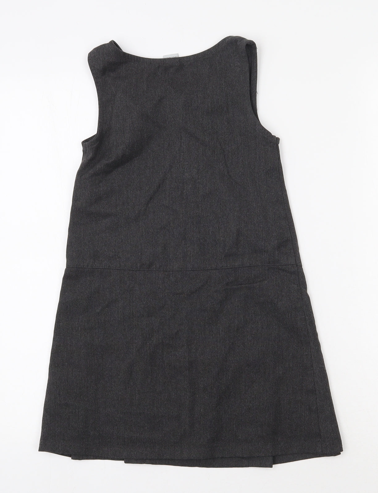 TU Girls Grey  Polyester Pinafore/Dungaree Dress  Size 7 Years  Round Neck Pullover - School uniform