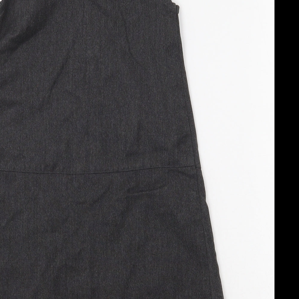 TU Girls Grey  Polyester Pinafore/Dungaree Dress  Size 7 Years  Round Neck Pullover - School uniform