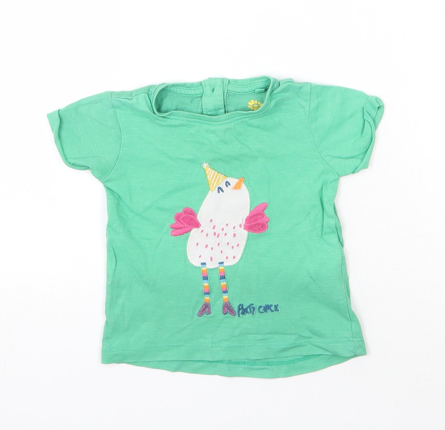 NEXT Girls Green  Cotton Basic T-Shirt Size 6-9 Months Round Neck Pullover - Party Chick