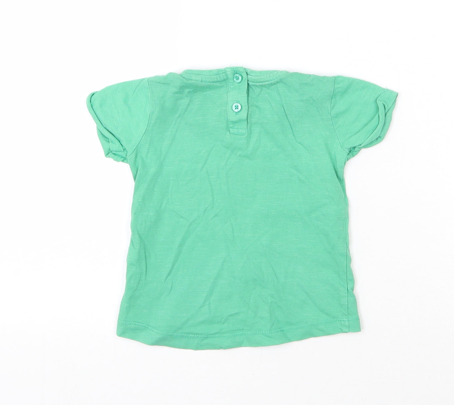 NEXT Girls Green  Cotton Basic T-Shirt Size 6-9 Months Round Neck Pullover - Party Chick