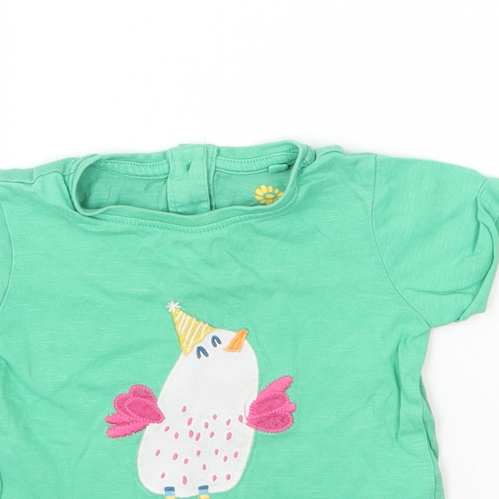 NEXT Girls Green  Cotton Basic T-Shirt Size 6-9 Months Round Neck Pullover - Party Chick