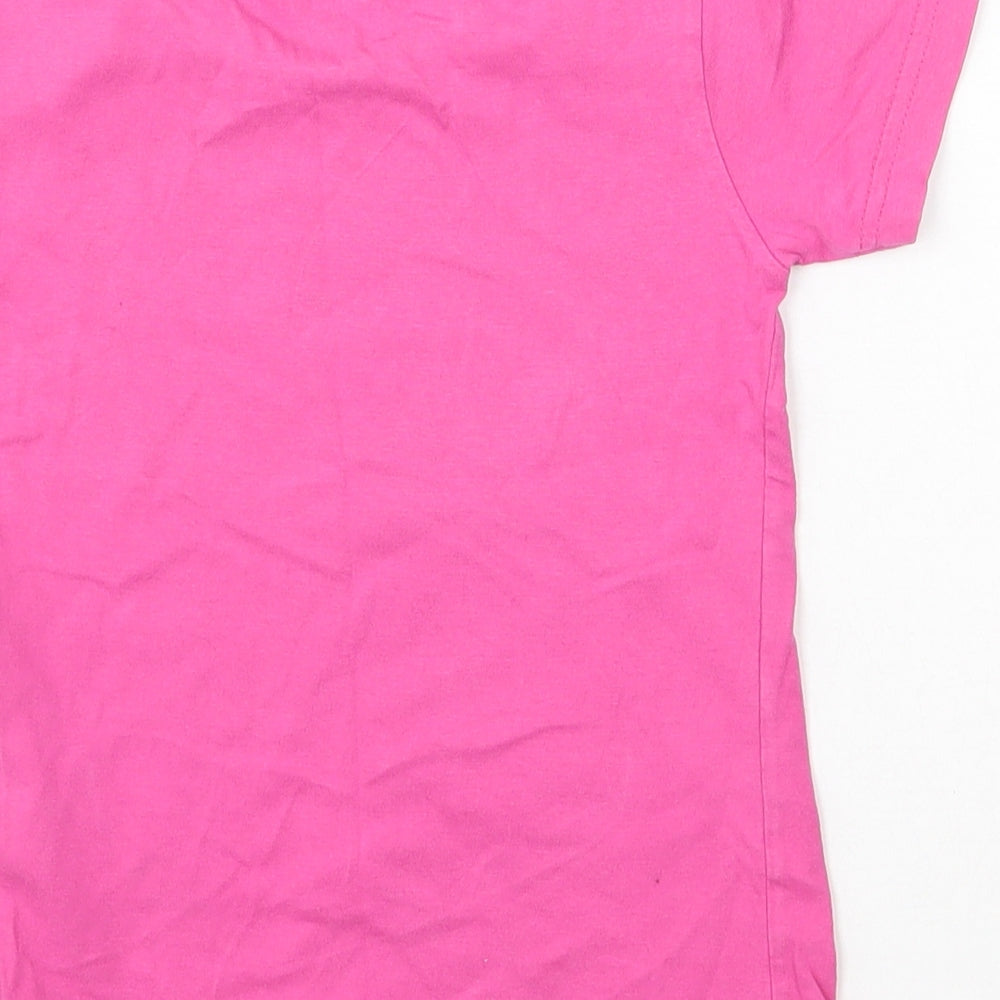 Mountain Warehouse Girls Pink  Cotton Basic T-Shirt Size 5-6 Years Round Neck Pullover - Scream for Ice Cream