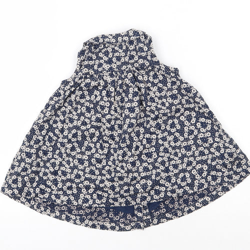 Debenhams Girls Blue Floral Cotton Shirt Dress  Size 6-9 Months  Round Neck Button - smock