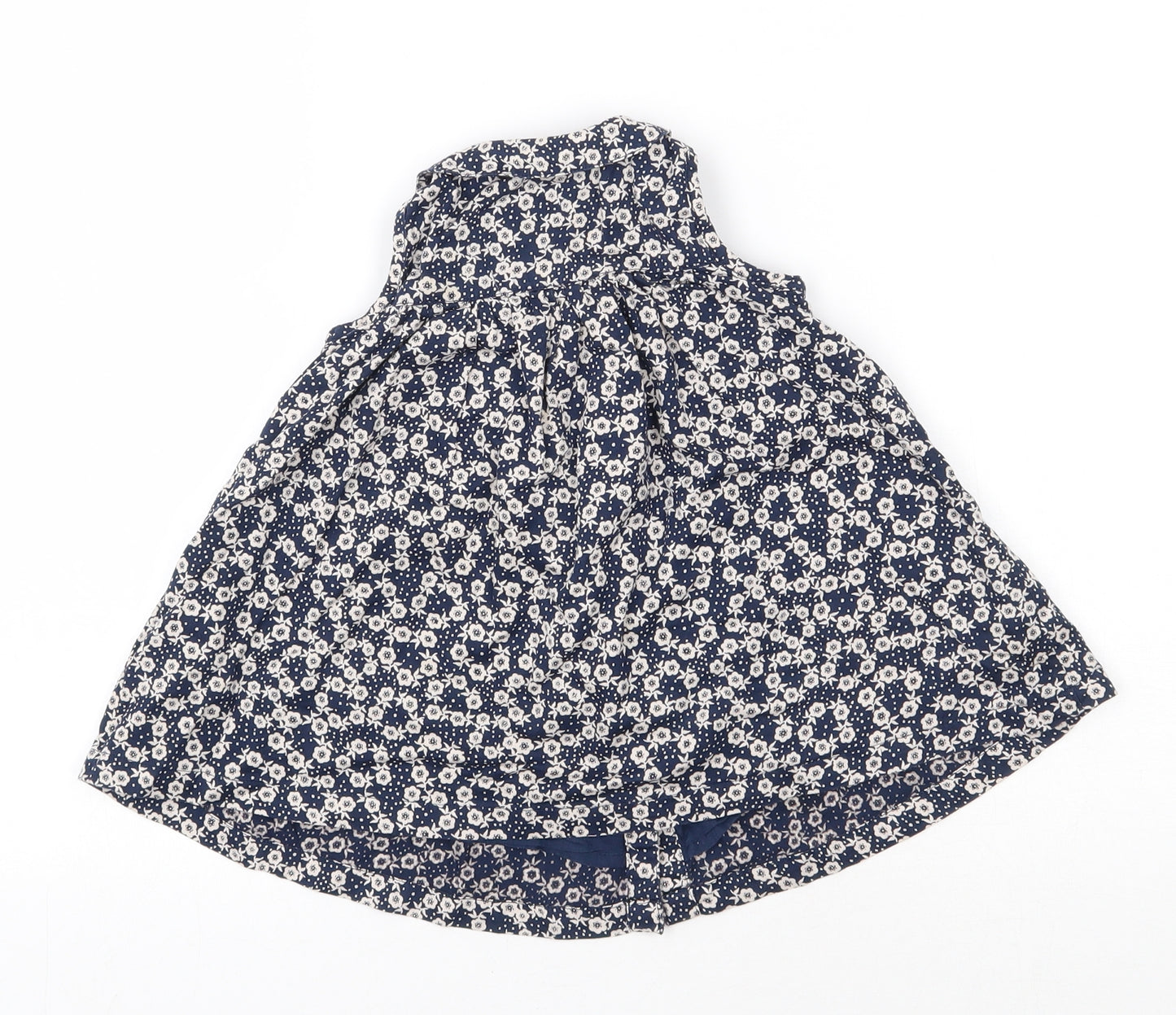 Debenhams Girls Blue Floral Cotton Shirt Dress  Size 6-9 Months  Round Neck Button - smock