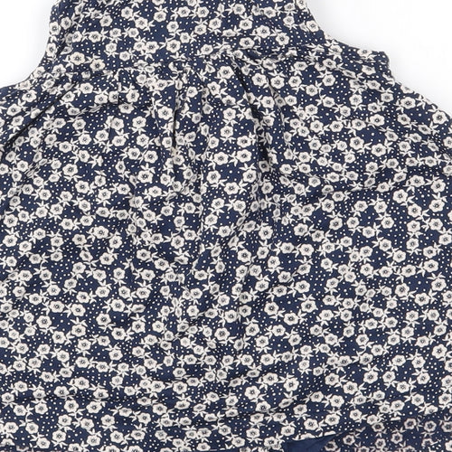 Debenhams Girls Blue Floral Cotton Shirt Dress  Size 6-9 Months  Round Neck Button - smock