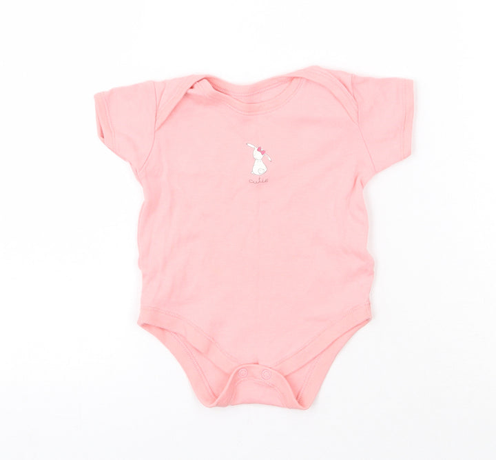 Matalan Girls Pink Cotton Babygrow One-Piece Size 3-6 Months Snap - Cutie