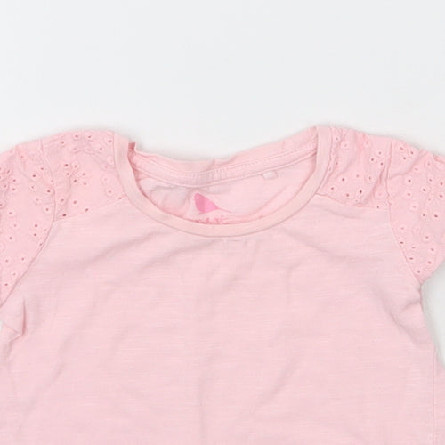 NEXT Girls Pink  Cotton Basic T-Shirt Size 3-6 Months Round Neck Pullover