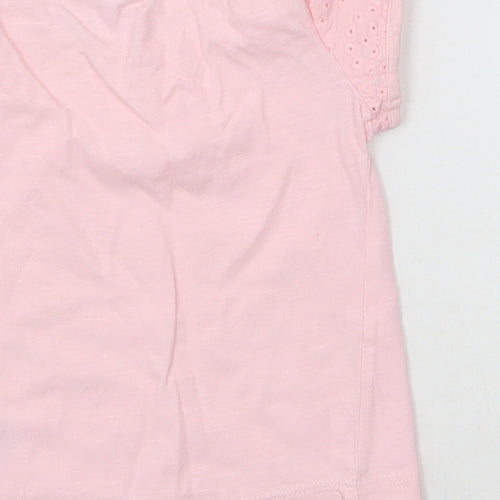 NEXT Girls Pink  Cotton Basic T-Shirt Size 3-6 Months Round Neck Pullover