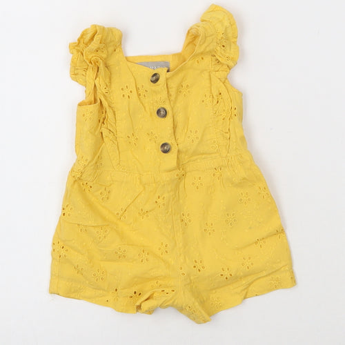 Primark Girls Yellow  Cotton Jumpsuit Outfit/Set Size 0-3 Months  Button