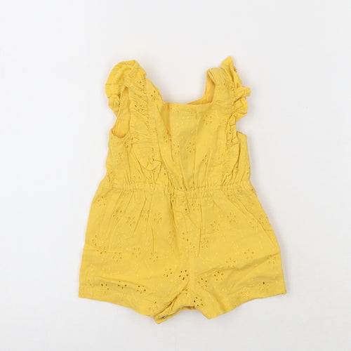 Primark Girls Yellow  Cotton Jumpsuit Outfit/Set Size 0-3 Months  Button