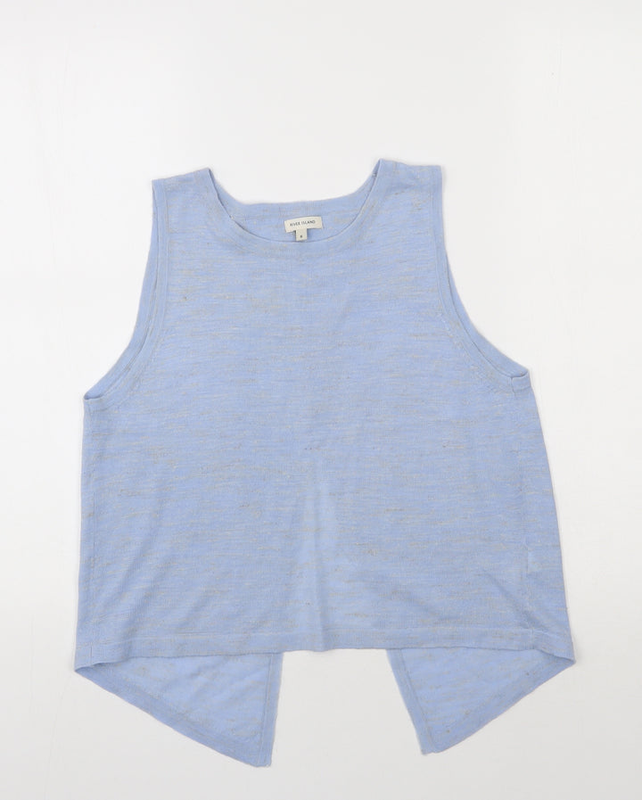 River Island Womens Blue  Acrylic Basic Tank Size 6 Round Neck - Open back