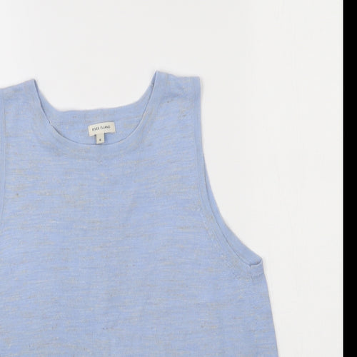 River Island Womens Blue  Acrylic Basic Tank Size 6 Round Neck - Open back