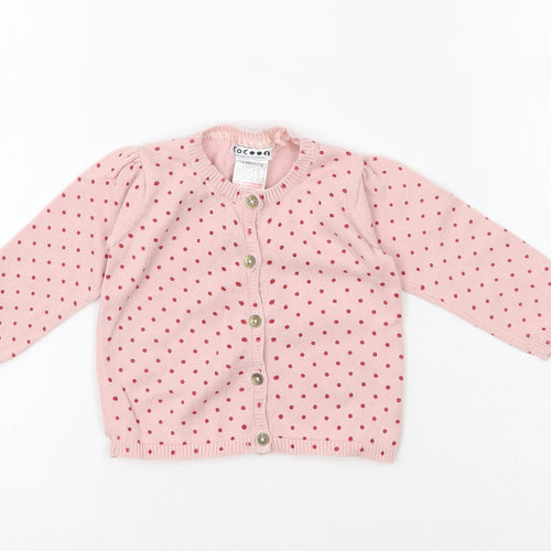 Cocoon Girls Pink Polka Dot Cotton Cardigan Jumper Size 0-3 Months  Button