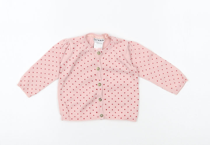 Cocoon Girls Pink Polka Dot Cotton Cardigan Jumper Size 0-3 Months Button
