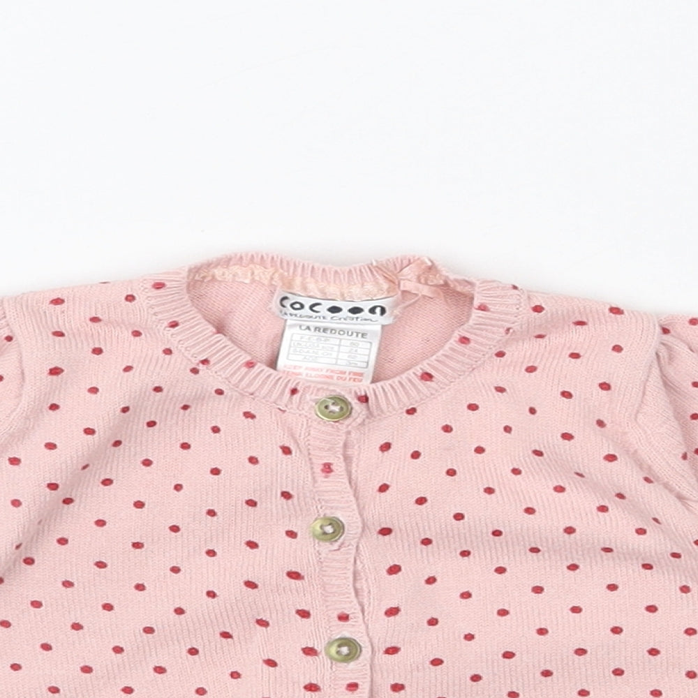 Cocoon Girls Pink Polka Dot Cotton Cardigan Jumper Size 0-3 Months  Button