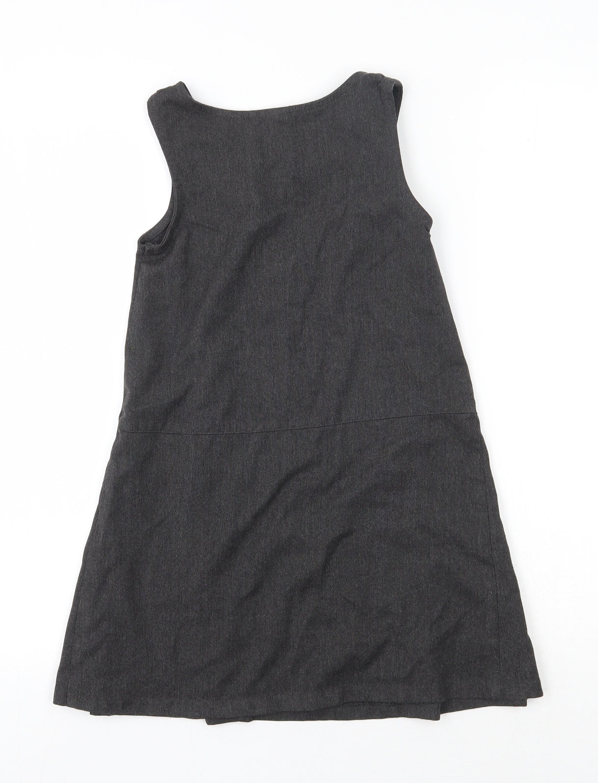 TU Girls Grey  Polyester Pinafore/Dungaree Dress  Size 7 Years  Round Neck Zip