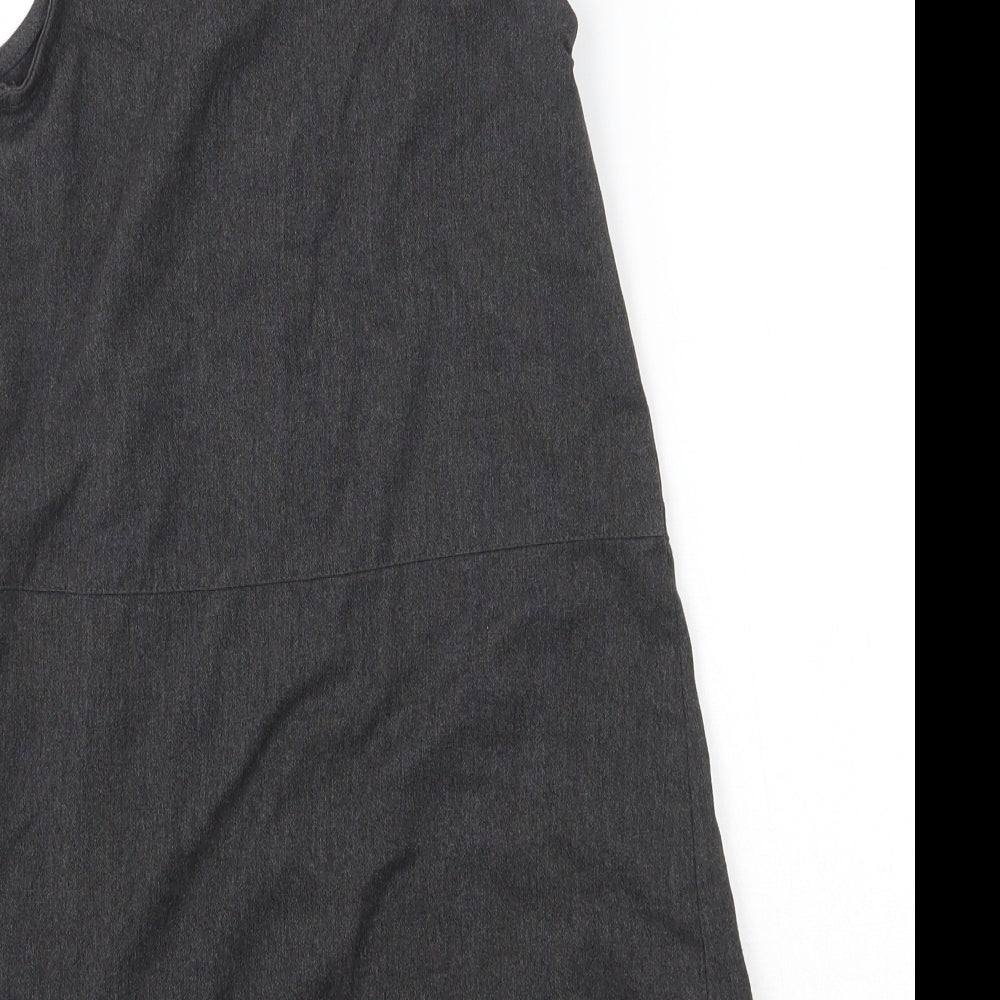 TU Girls Grey  Polyester Pinafore/Dungaree Dress  Size 7 Years  Round Neck Zip