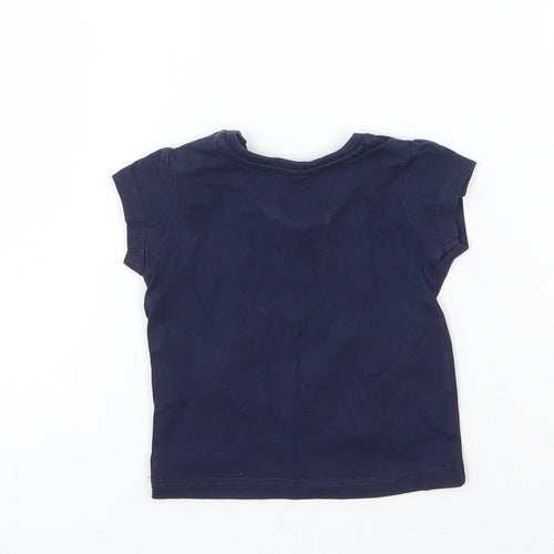 Primark Girls Blue  Cotton Basic T-Shirt Size 0-3 Months Round Neck Pullover - Life is Good