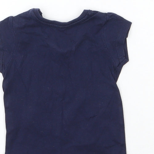 Primark Girls Blue  Cotton Basic T-Shirt Size 0-3 Months Round Neck Pullover - Life is Good