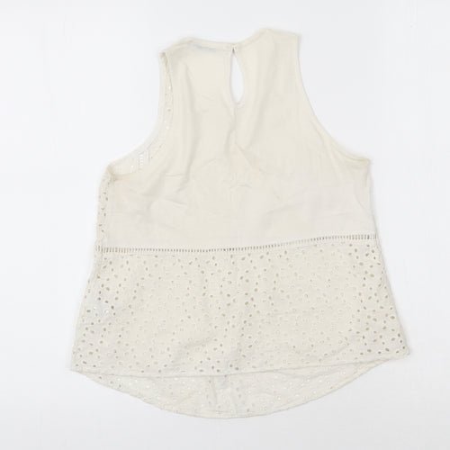NEXT Womens Ivory  Cotton Basic Tank Size S Scoop Neck