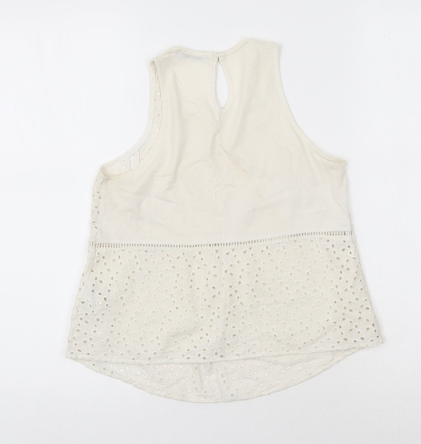 NEXT Womens Ivory  Cotton Basic Tank Size S Scoop Neck