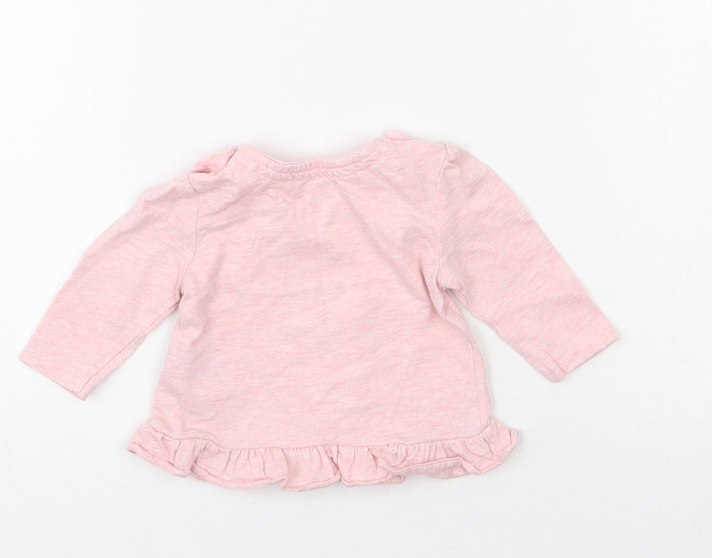 Mothercare Girls Pink  Cotton Basic T-Shirt Size Newborn Round Neck Pullover - Rabbit