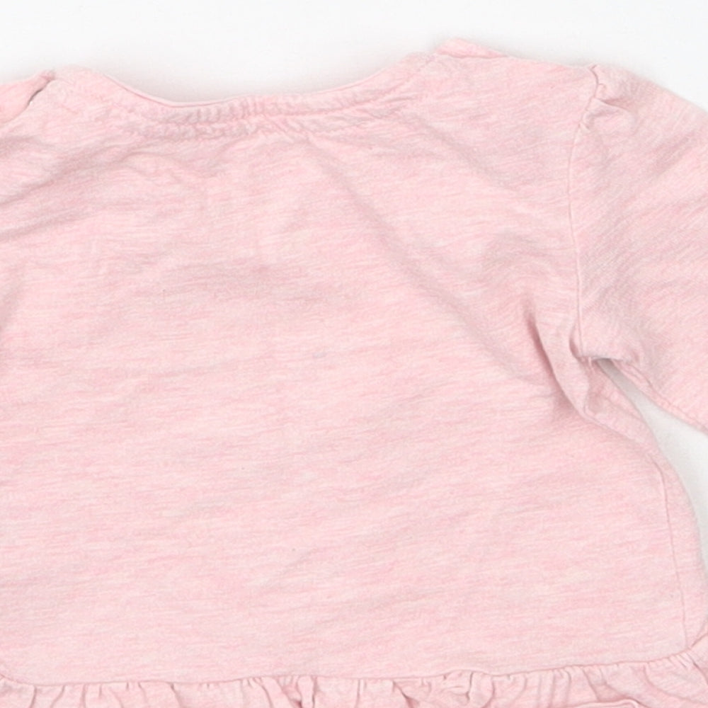 Mothercare Girls Pink  Cotton Basic T-Shirt Size Newborn Round Neck Pullover - Rabbit