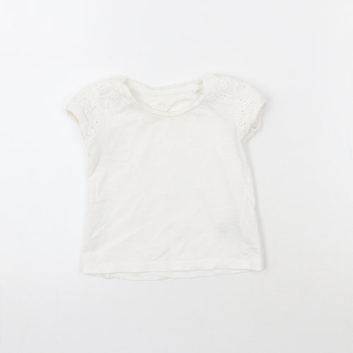 NEXT Girls White  Cotton Basic T-Shirt Size 3-6 Months Roll Neck Pullover