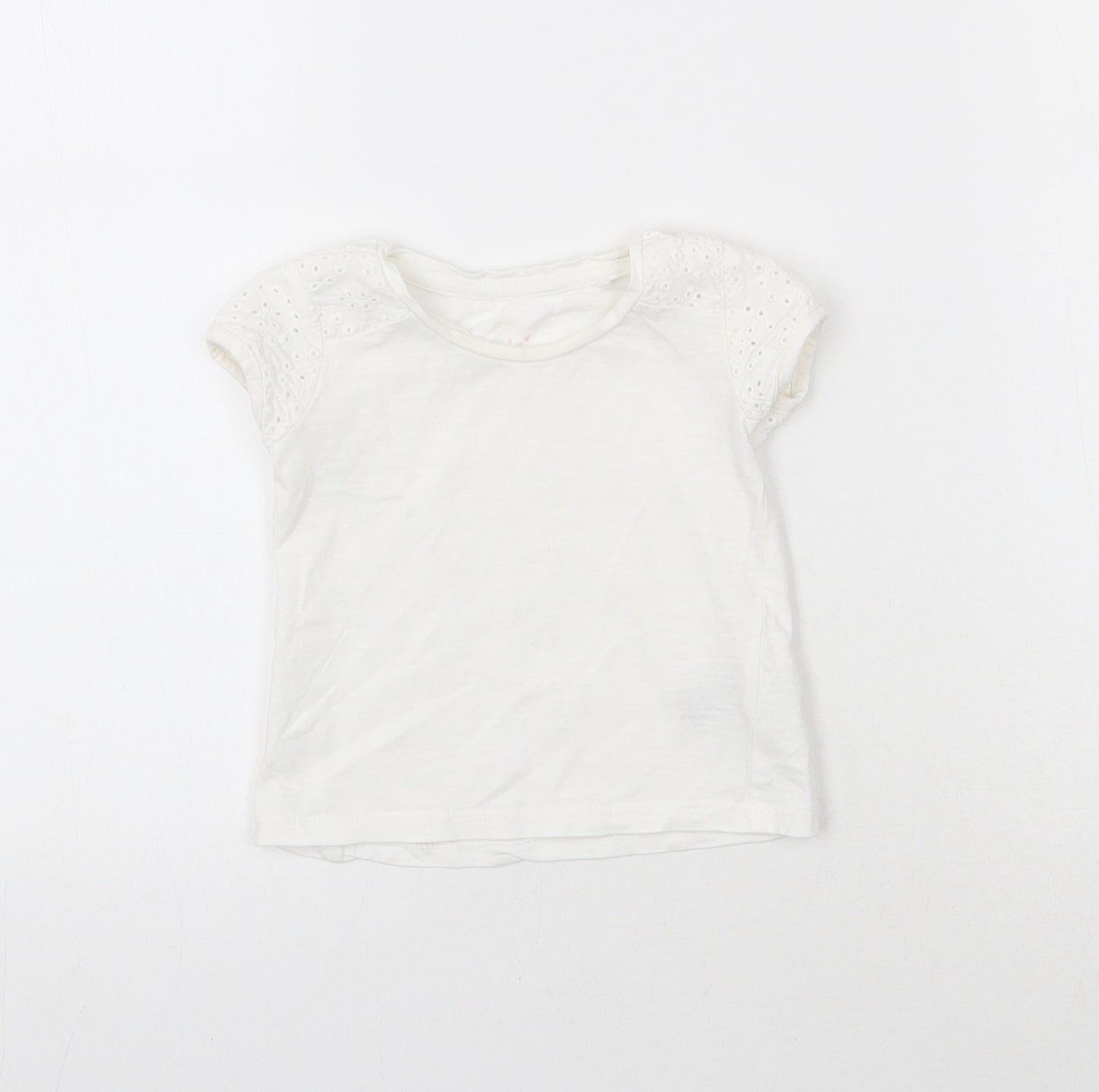 NEXT Girls White  Cotton Basic T-Shirt Size 3-6 Months Roll Neck Pullover