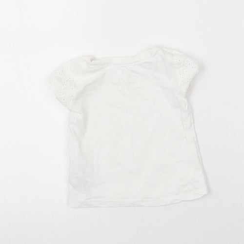NEXT Girls White  Cotton Basic T-Shirt Size 3-6 Months Roll Neck Pullover
