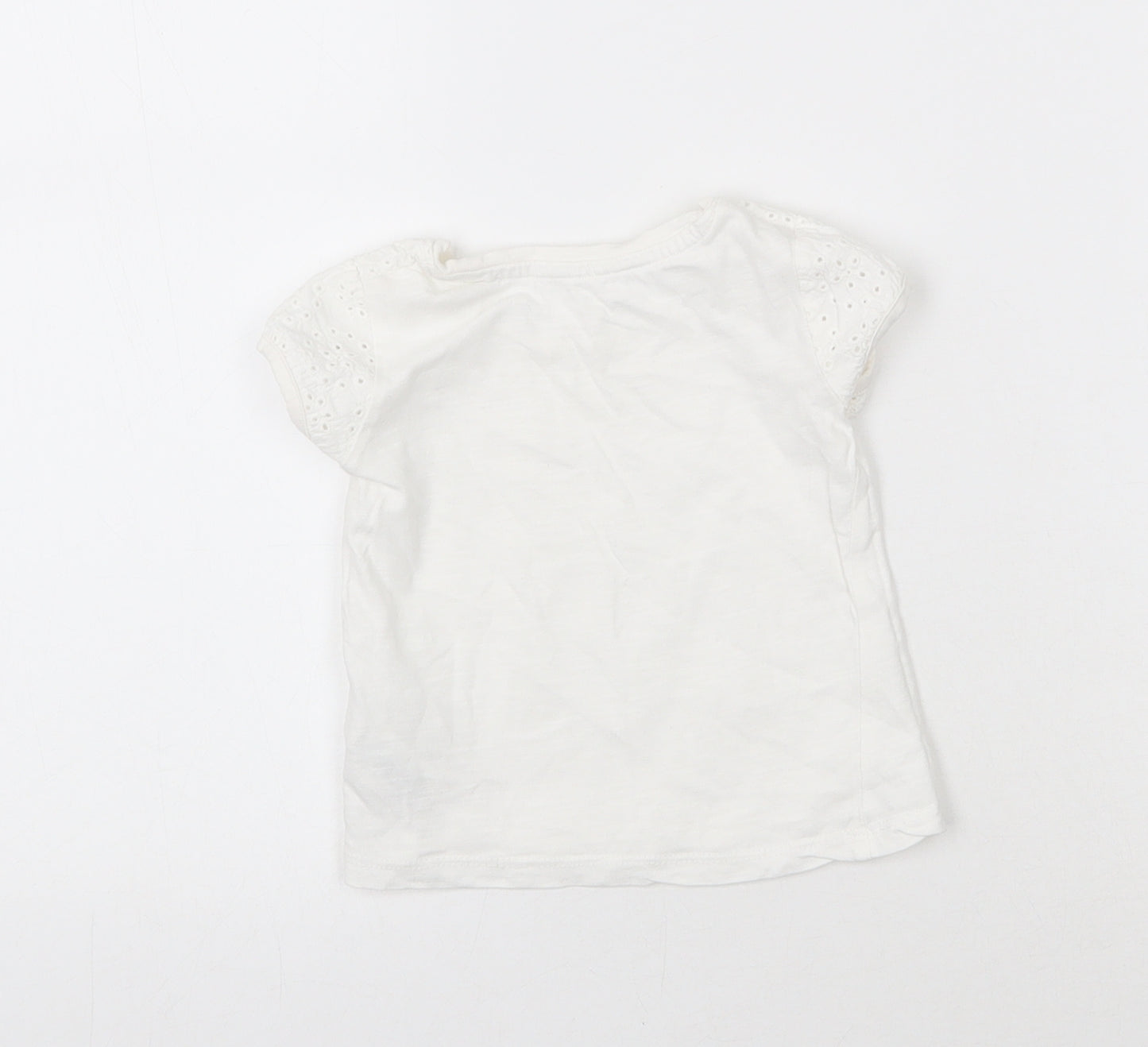 NEXT Girls White  Cotton Basic T-Shirt Size 3-6 Months Roll Neck Pullover