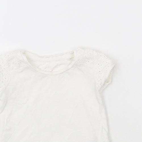 NEXT Girls White  Cotton Basic T-Shirt Size 3-6 Months Roll Neck Pullover