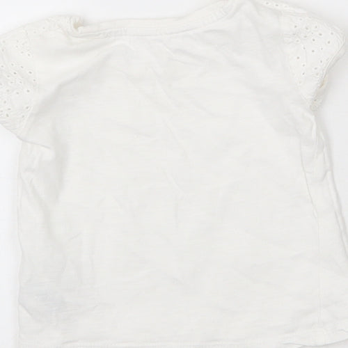 NEXT Girls White  Cotton Basic T-Shirt Size 3-6 Months Roll Neck Pullover