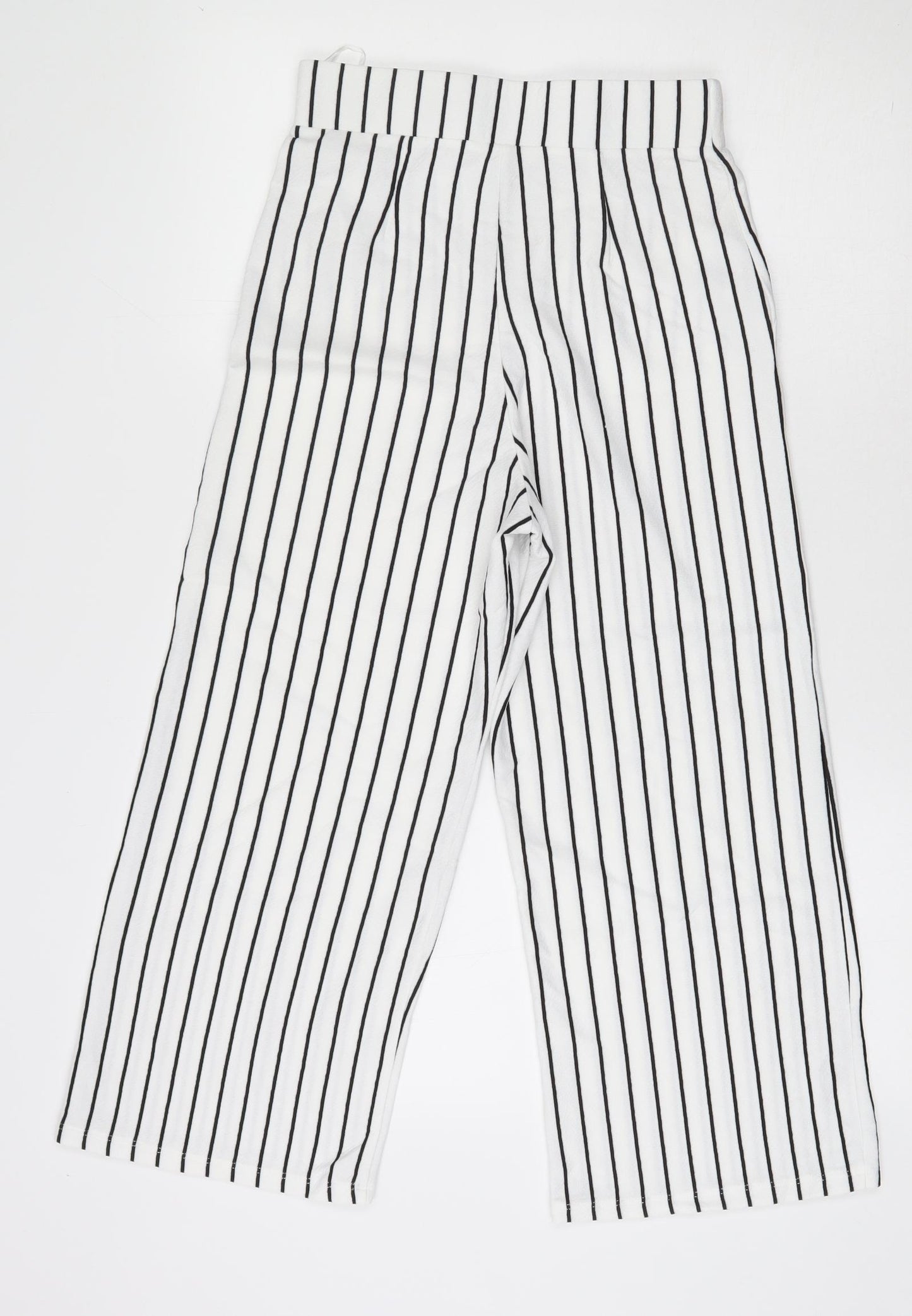 Miss Selfridge Womens White Striped Polyester Trousers  Size 8 L23 in Regular