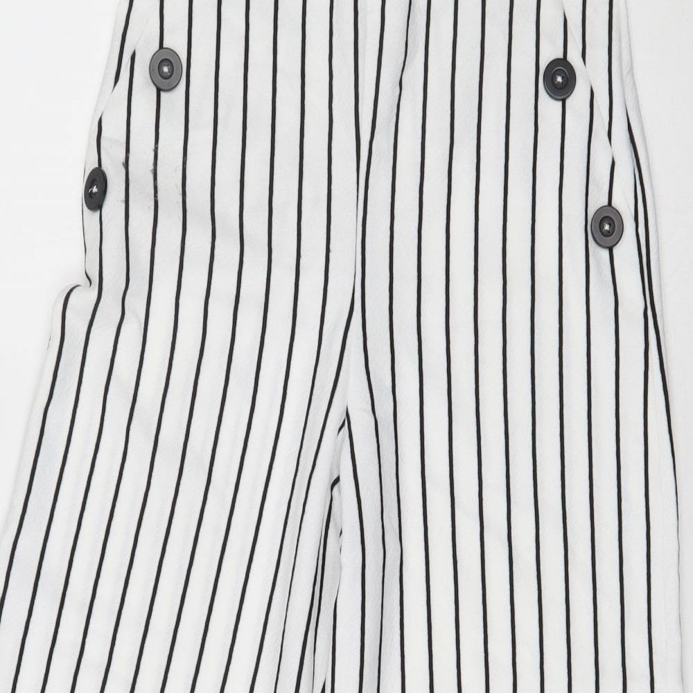 Miss Selfridge Womens White Striped Polyester Trousers  Size 8 L23 in Regular