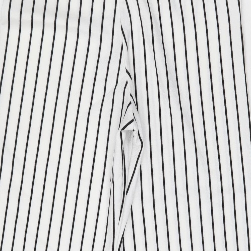 Miss Selfridge Womens White Striped Polyester Trousers  Size 8 L23 in Regular