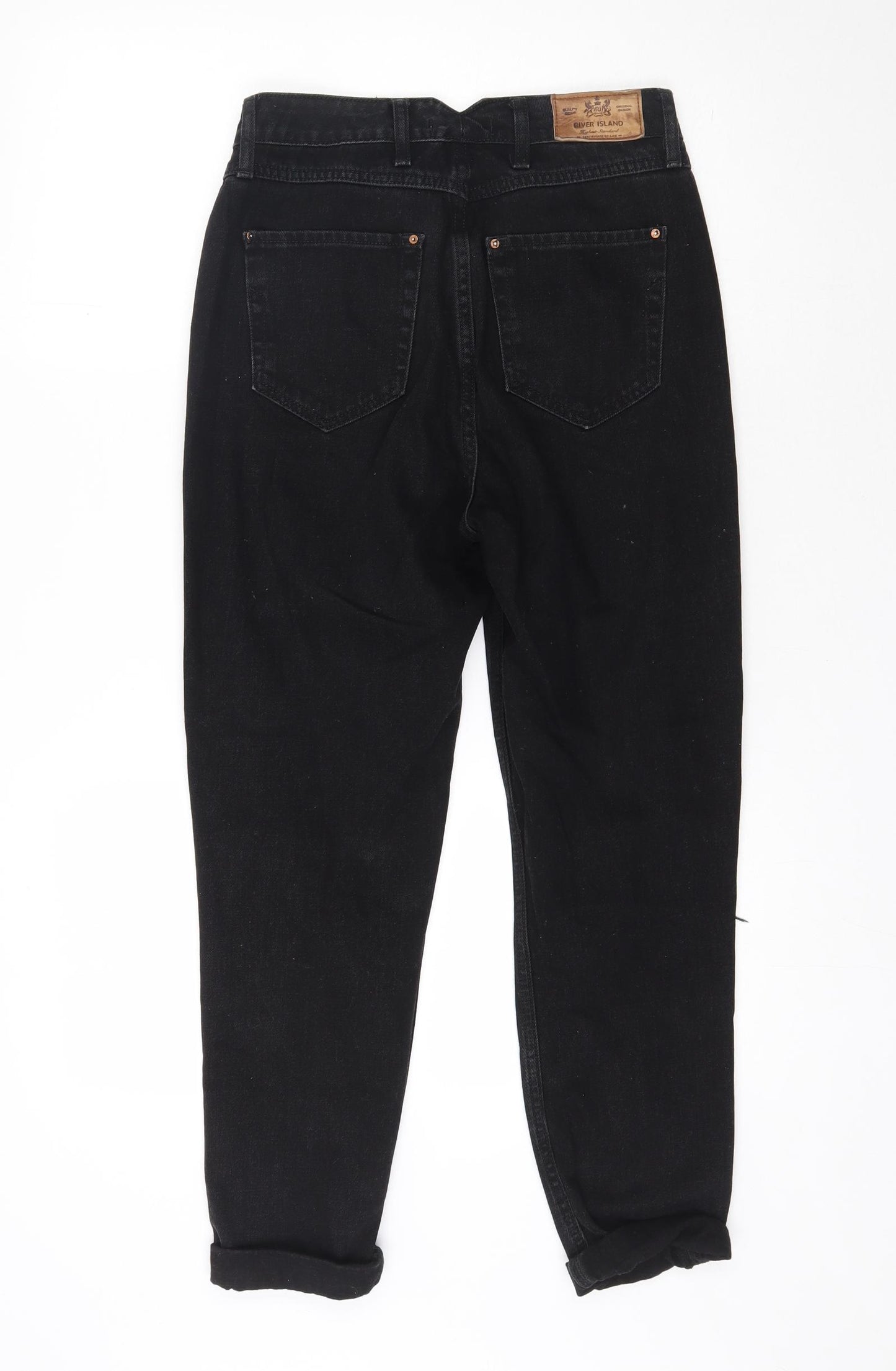 River Island Womens Black  Cotton Mom Jeans Size 8 L25 in Regular Button