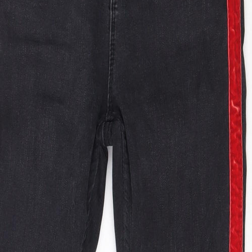 Zara Womens Grey Striped Cotton Skinny Jeans Size 8 L26 in Regular Button