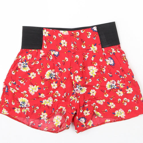 New Look Girls Red Floral Polyester Paperbag Shorts Size 11 Years  Regular