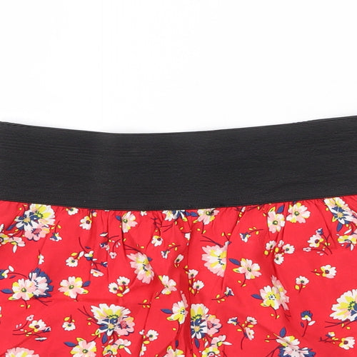 New Look Girls Red Floral Polyester Paperbag Shorts Size 11 Years  Regular