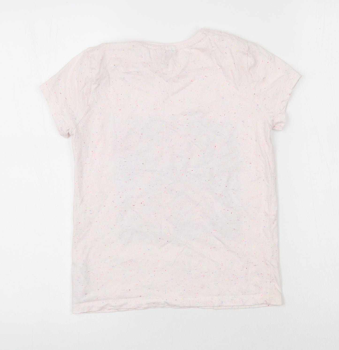 Trolls Girls Pink  Cotton Basic T-Shirt Size 9-10 Years Round Neck Pullover - Flecked