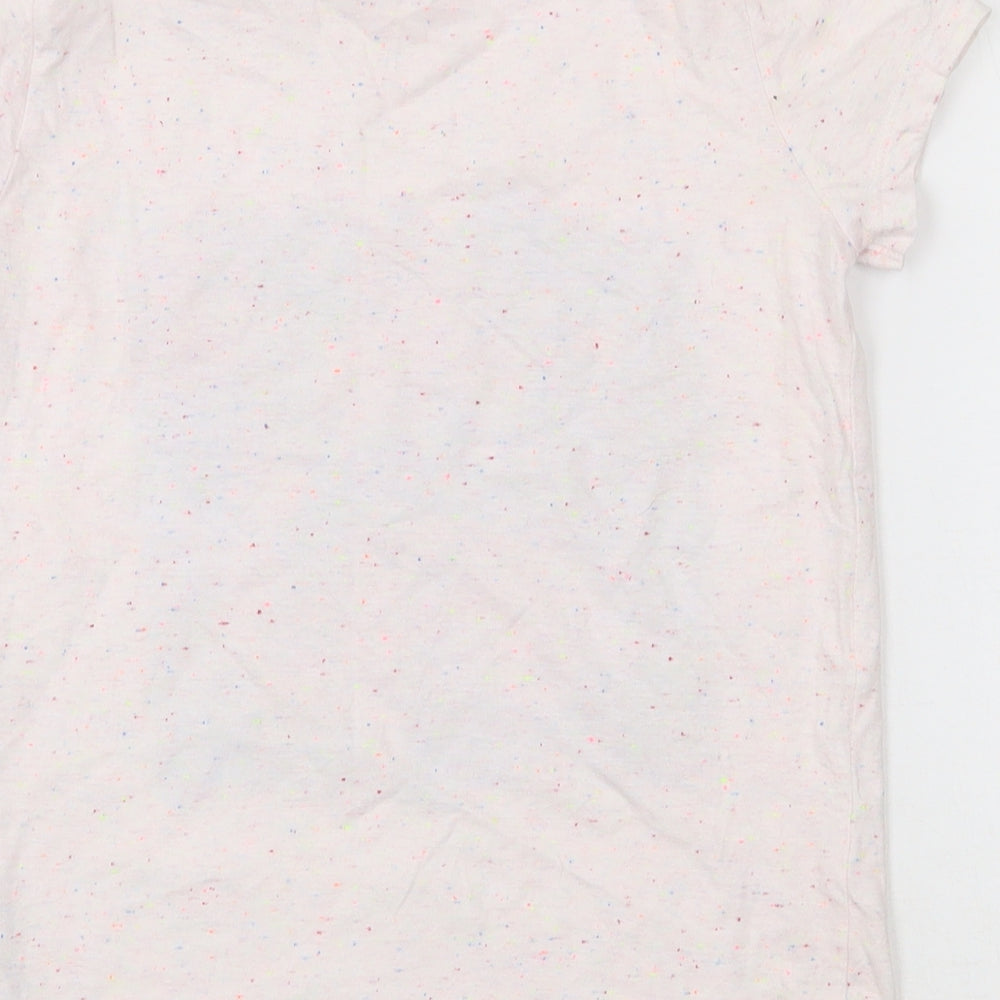 Trolls Girls Pink  Cotton Basic T-Shirt Size 9-10 Years Round Neck Pullover - Flecked