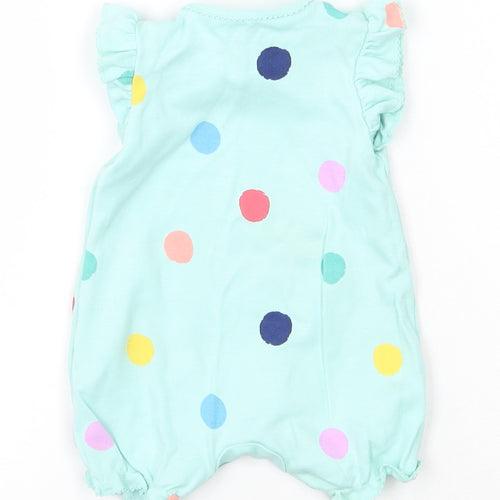 NEXT Girls Blue Polka Dot Cotton Romper One-Piece Size Newborn  Snap